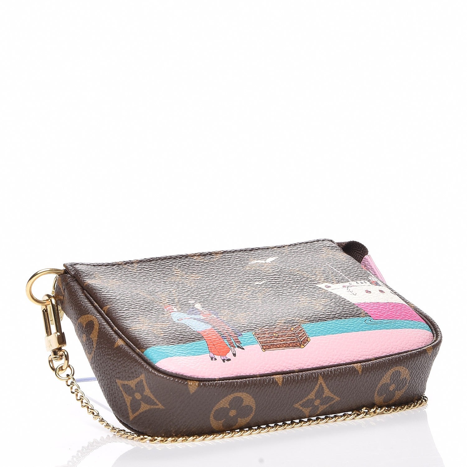Louis Vuitton Monogram 2016 Christmas Animation Mini Pochette Accessories Rose Ballerine 4 of 7