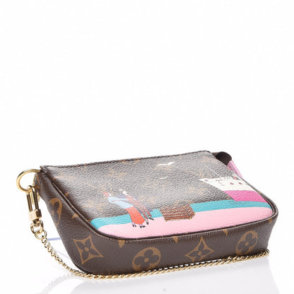 Louis Vuitton Monogram 2016 Christmas Animation Mini Pochette Accessories Rose Ballerine 4 of 7