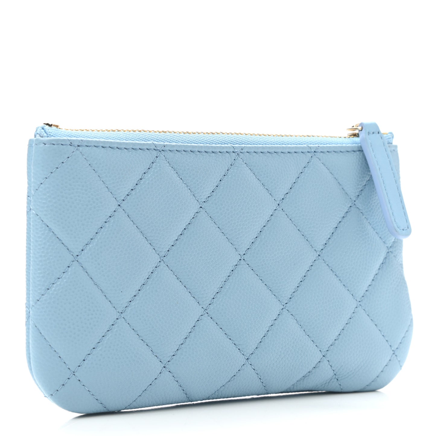 Caviar Quilted Small Cosmetic Case Light Blue