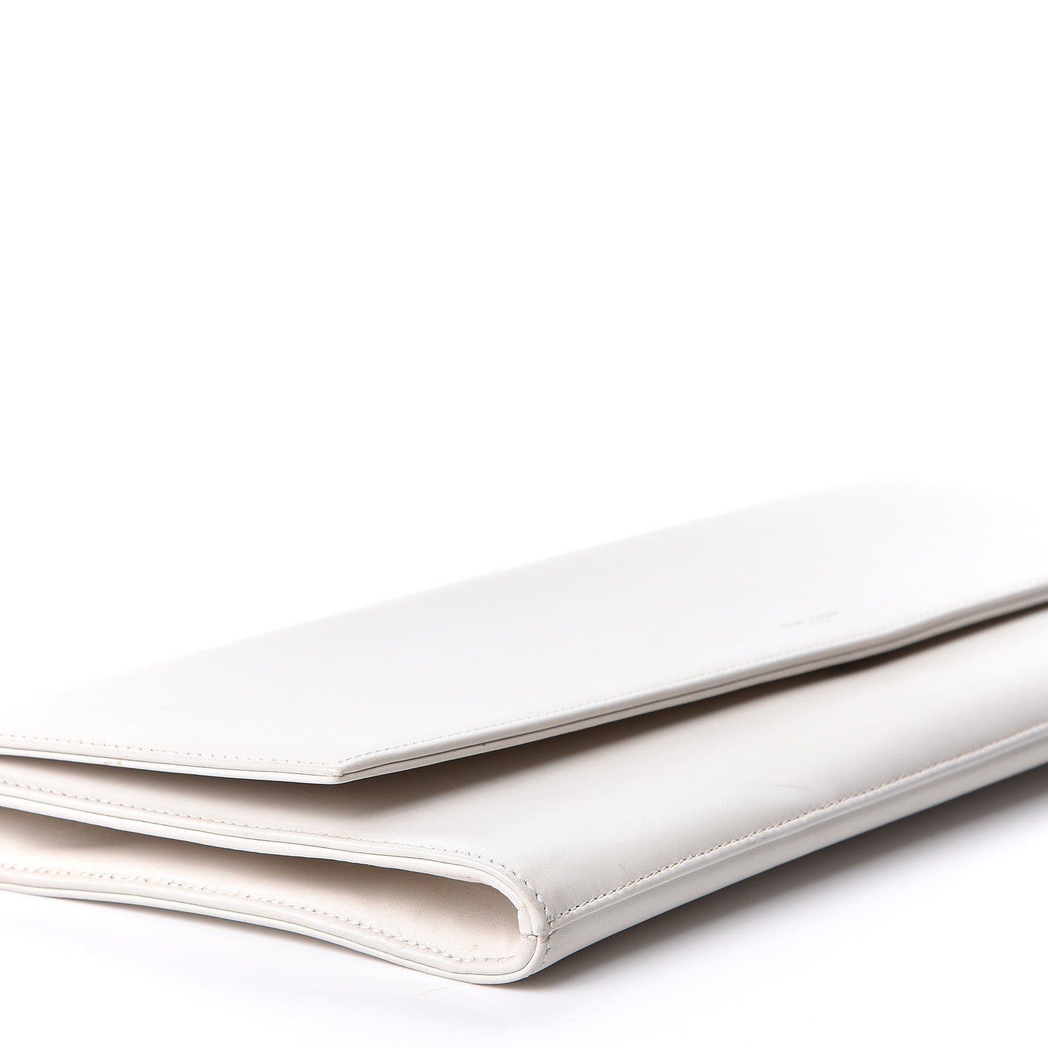Saint Laurent Calfskin Diagonal Clutch White 7 of 9