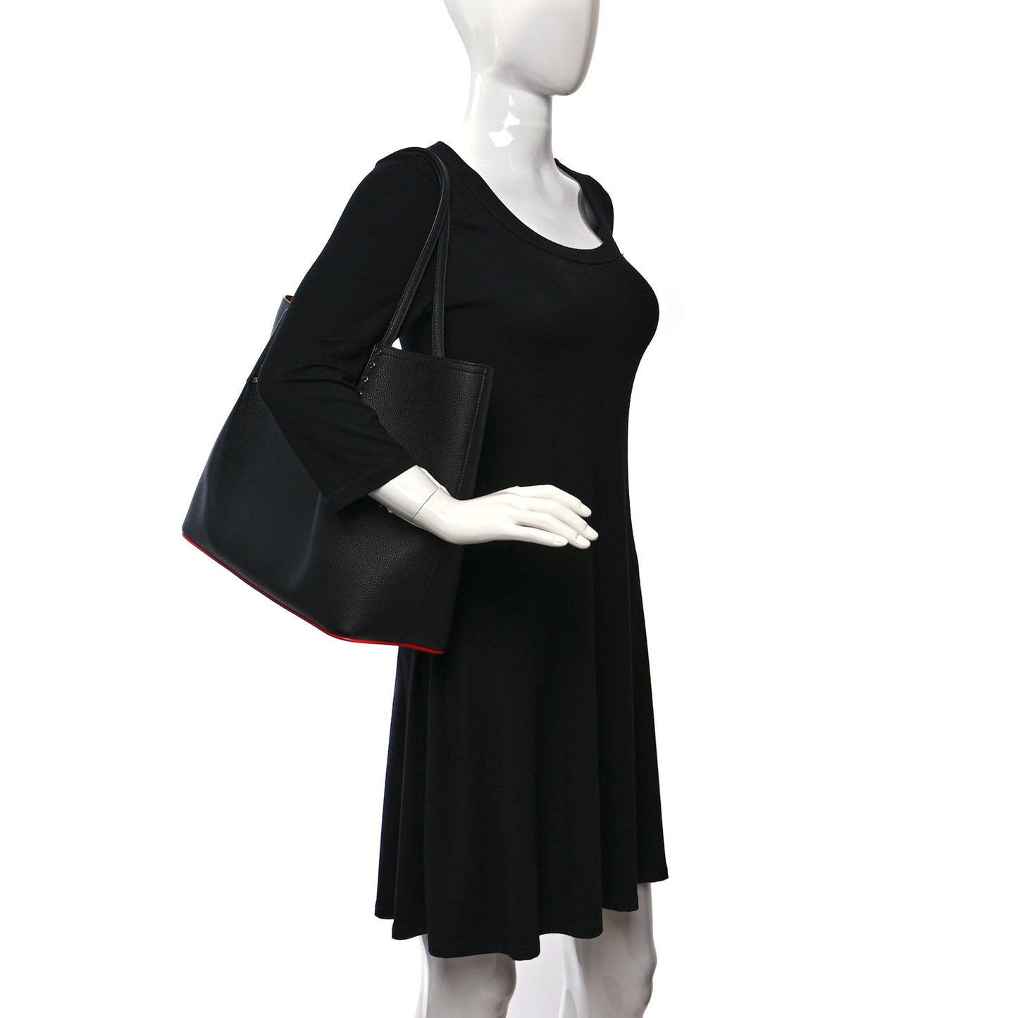 Calfskin Spiked Large Cabarock Shopper Tote Black