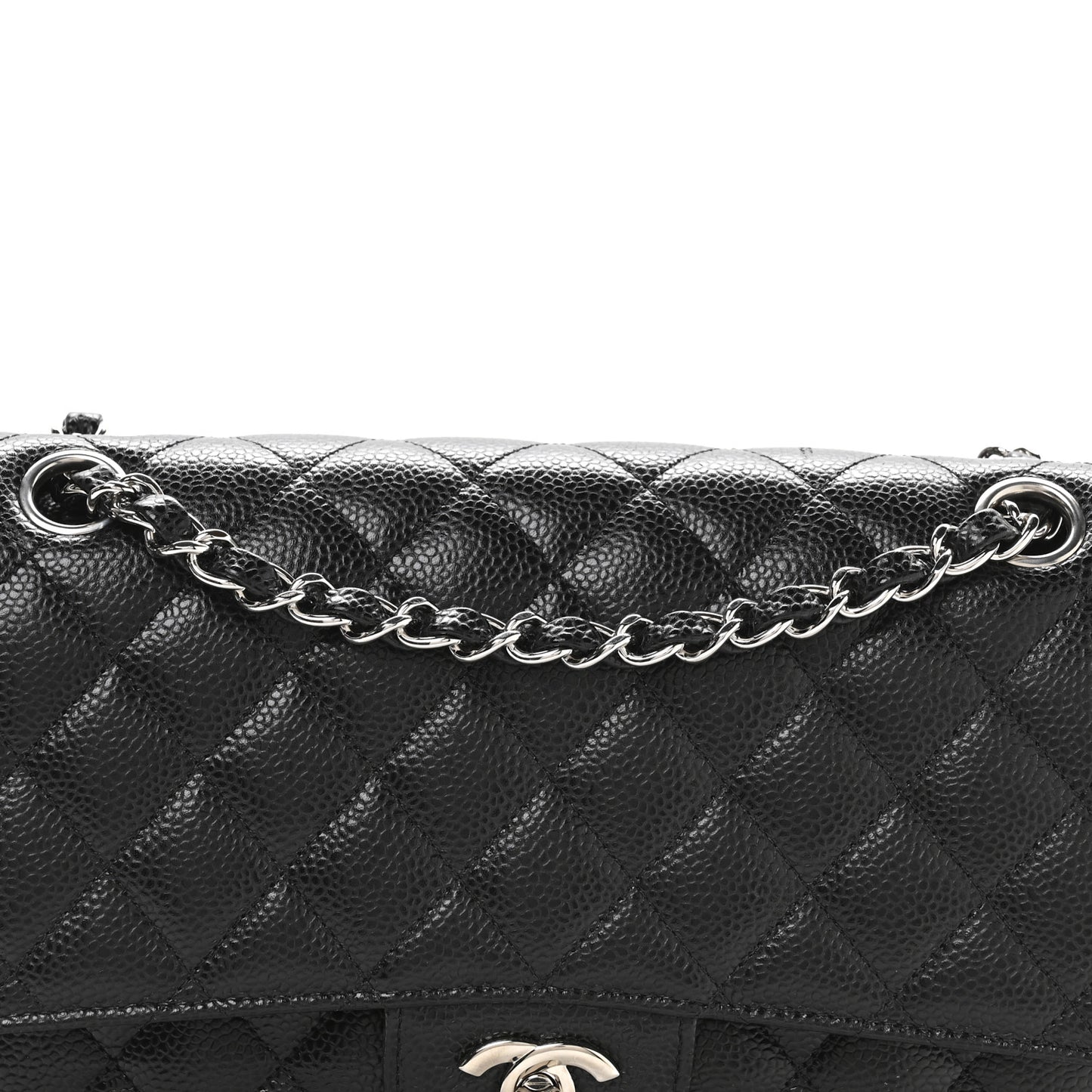 Caviar Quilted Medium Double Flap Black