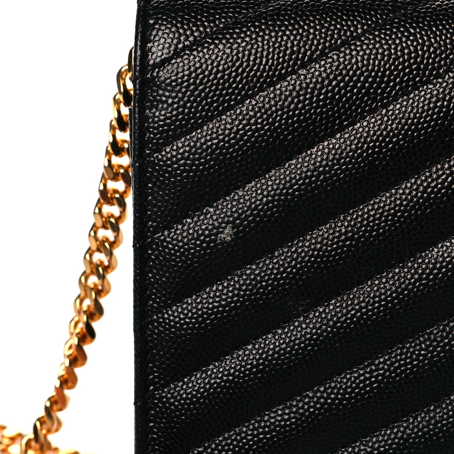 Grain De Poudre Matelasse Chevron Monogram Chain Wallet Black