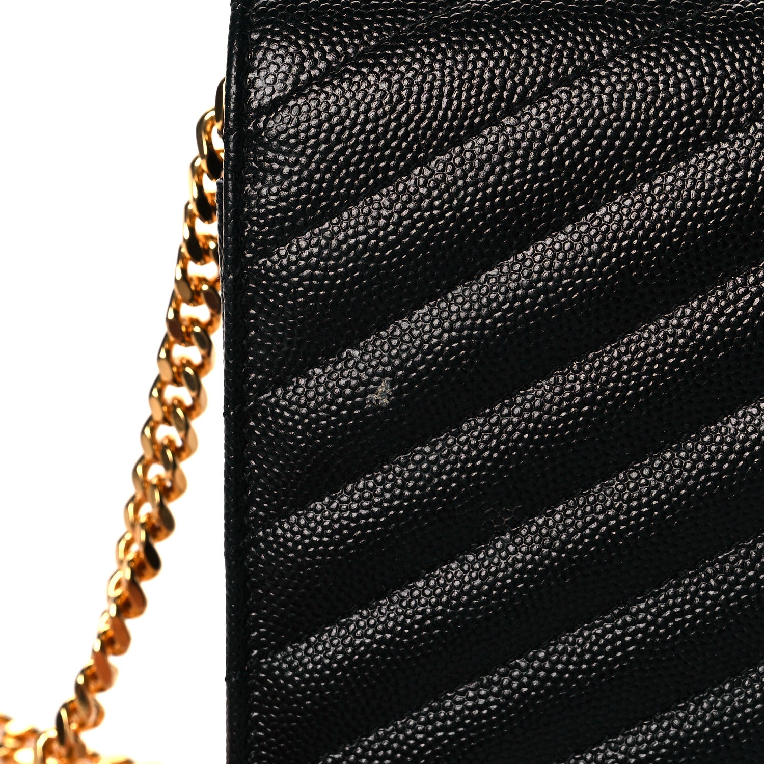 Saint Laurent Grain De Poudre Matelasse Chevron Monogram Chain Wallet Black 11 of 11