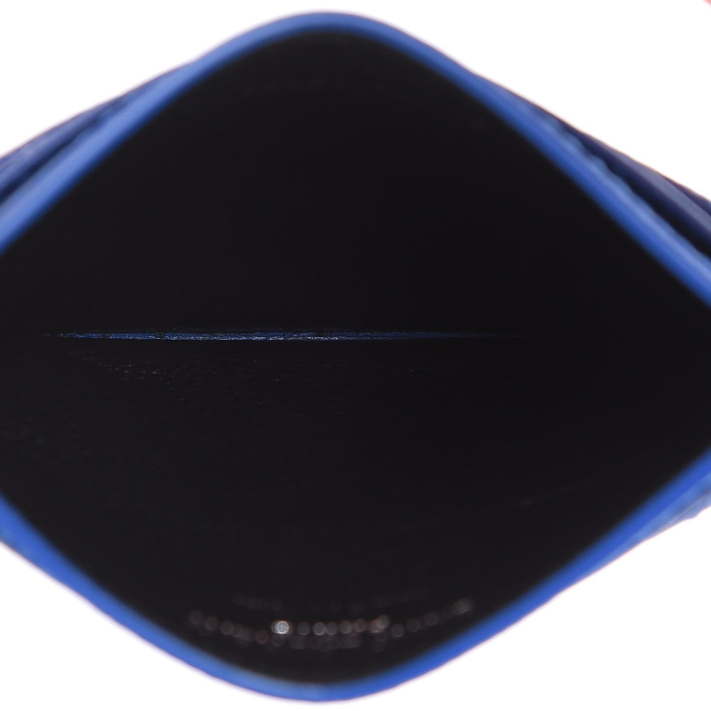 Grain De Poudre Matelasse Chevron Credit Monogram Card Case Blue Majorelle