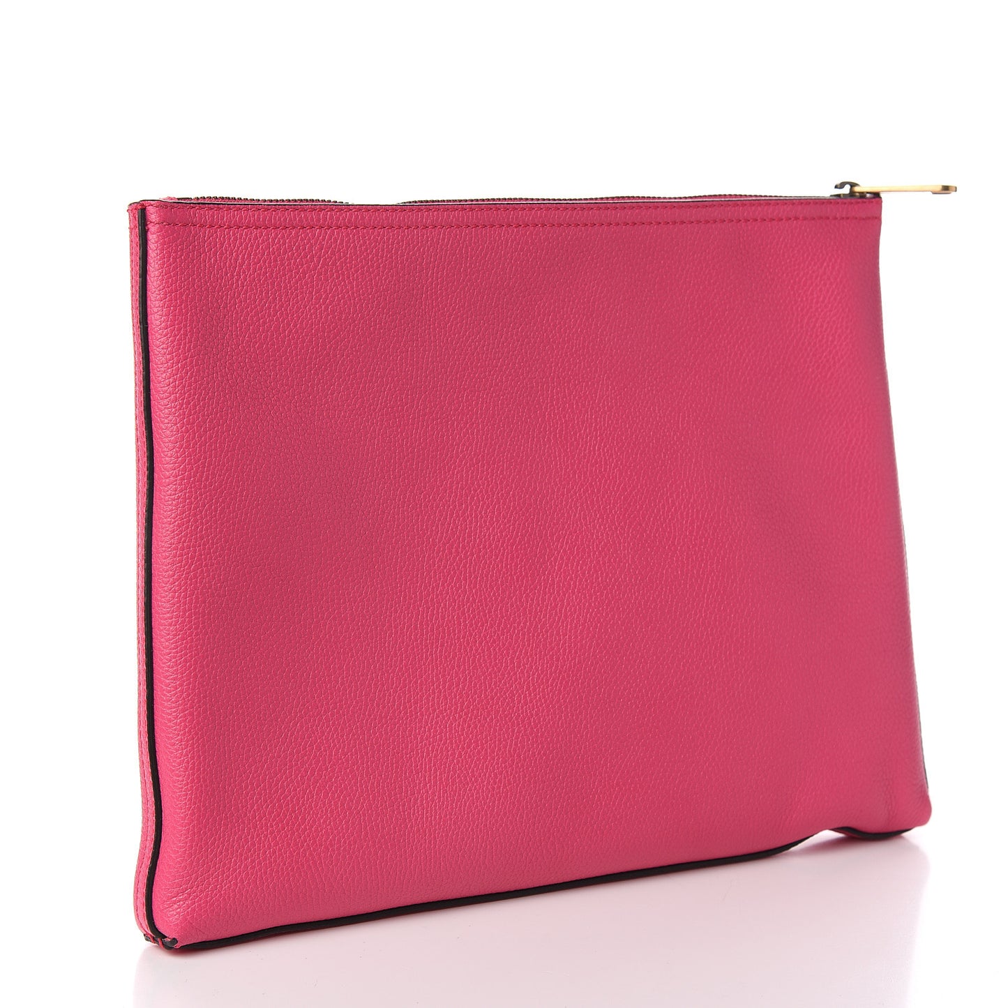 Pebbled Calfskin Medium Logo Portfolio Clutch Box Pink Green