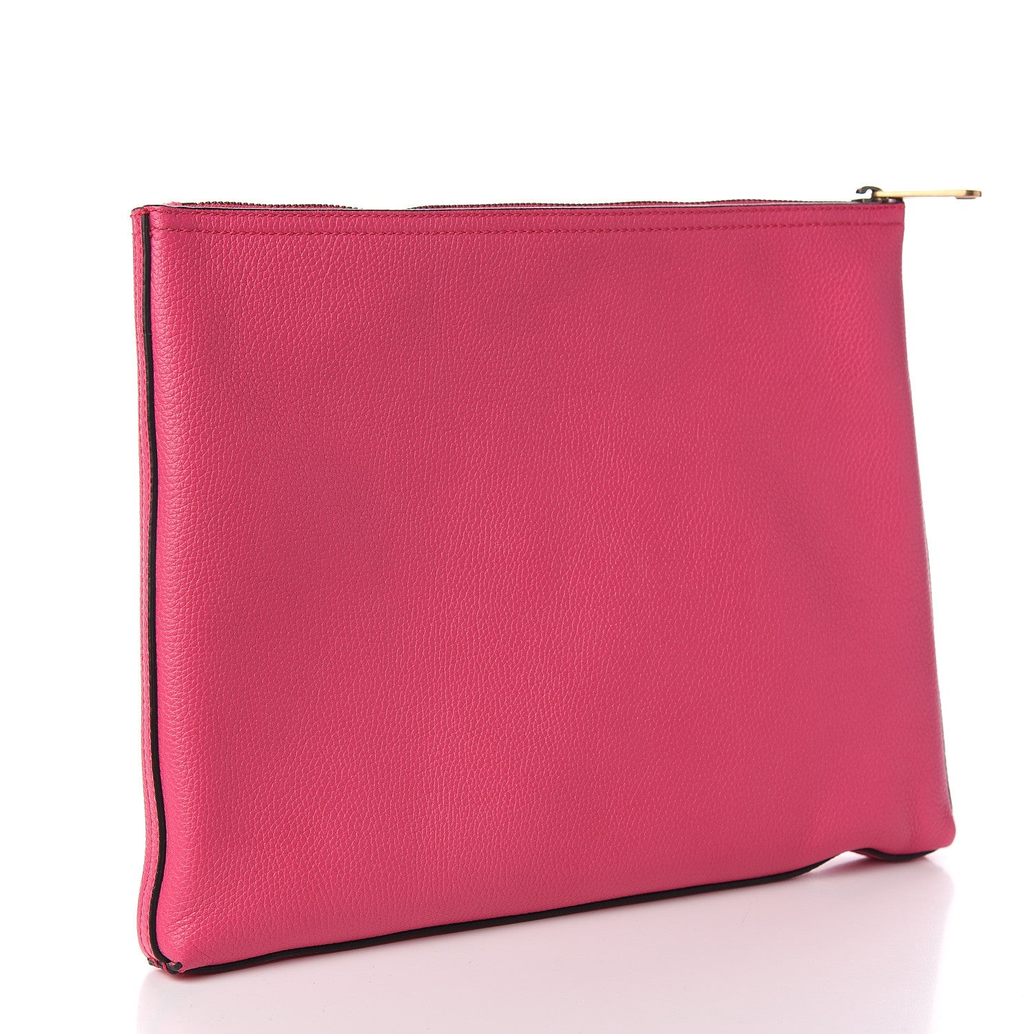 Gucci Pebbled Calfskin Medium Logo Portfolio Clutch Box Pink Green 2 of 8