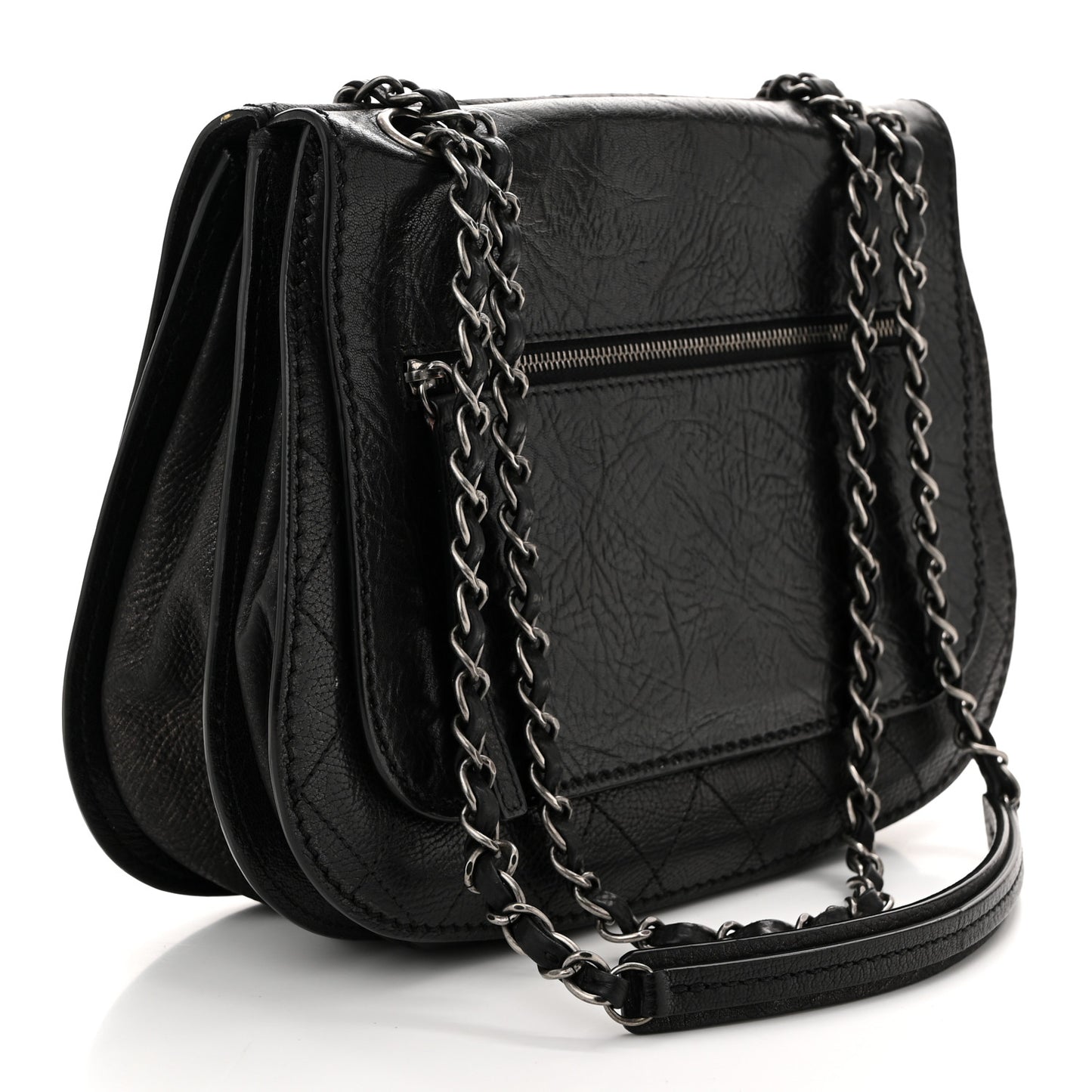 Calfskin Coco Twin Large Flap Black