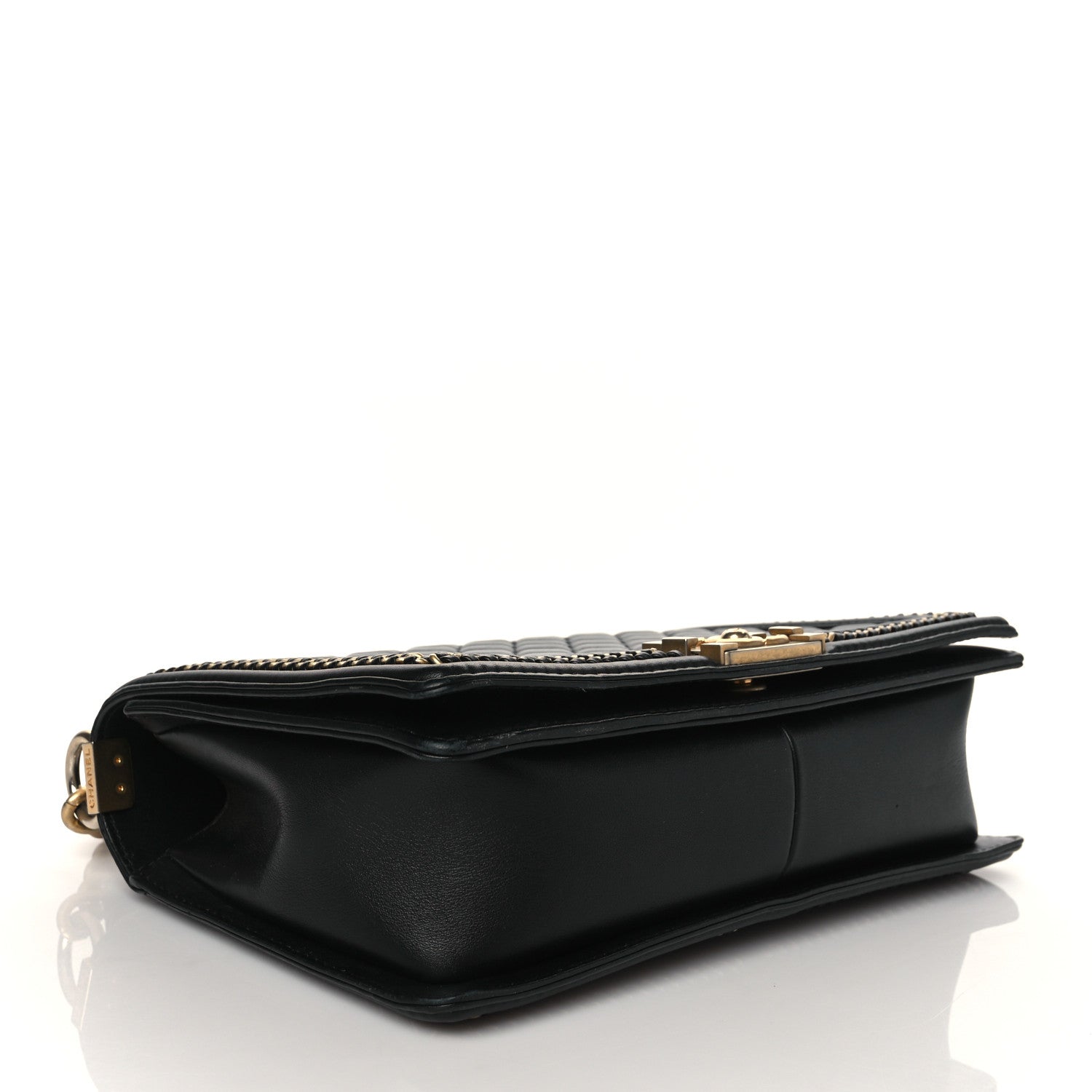 Chanel Calfskin Quilted New Medium Boy Top Handle Flap Black 3 of 10