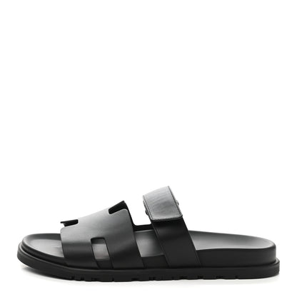 Hermes Calfskin Mens Chypre Sandals 43 Black 1 of 8