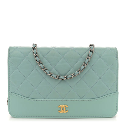 Chanel Aged Calfskin Quilted Gabrielle Wallet On Chain WOC Light Blue 1 of 12
