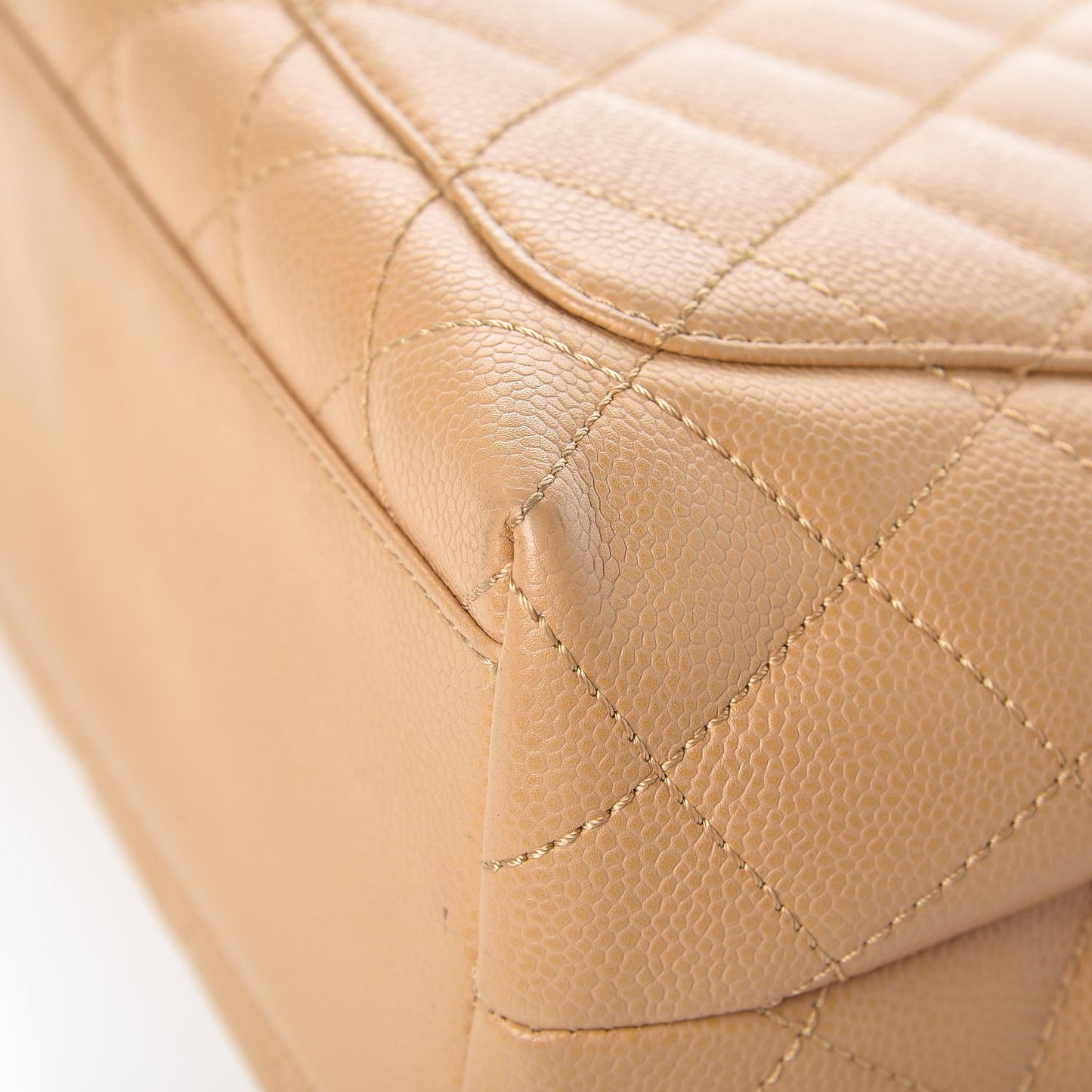 Caviar Quilted Jumbo Kelly Flap Beige