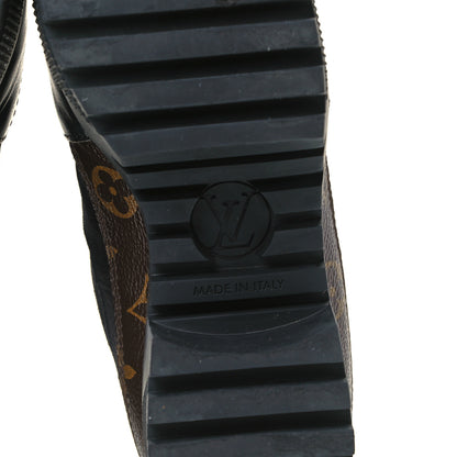 Louis Vuitton Suede Calfskin Monogram Laureate Platform Desert Boots 37 Black 7 of 10