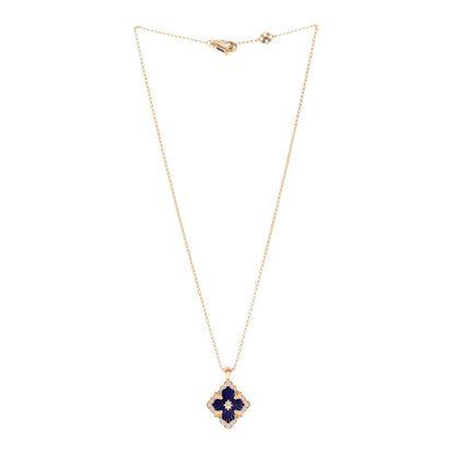Buccellati 18K Yellow Gold Diamond Enamel Large Opera Tulle Necklace Blue 3 of 5