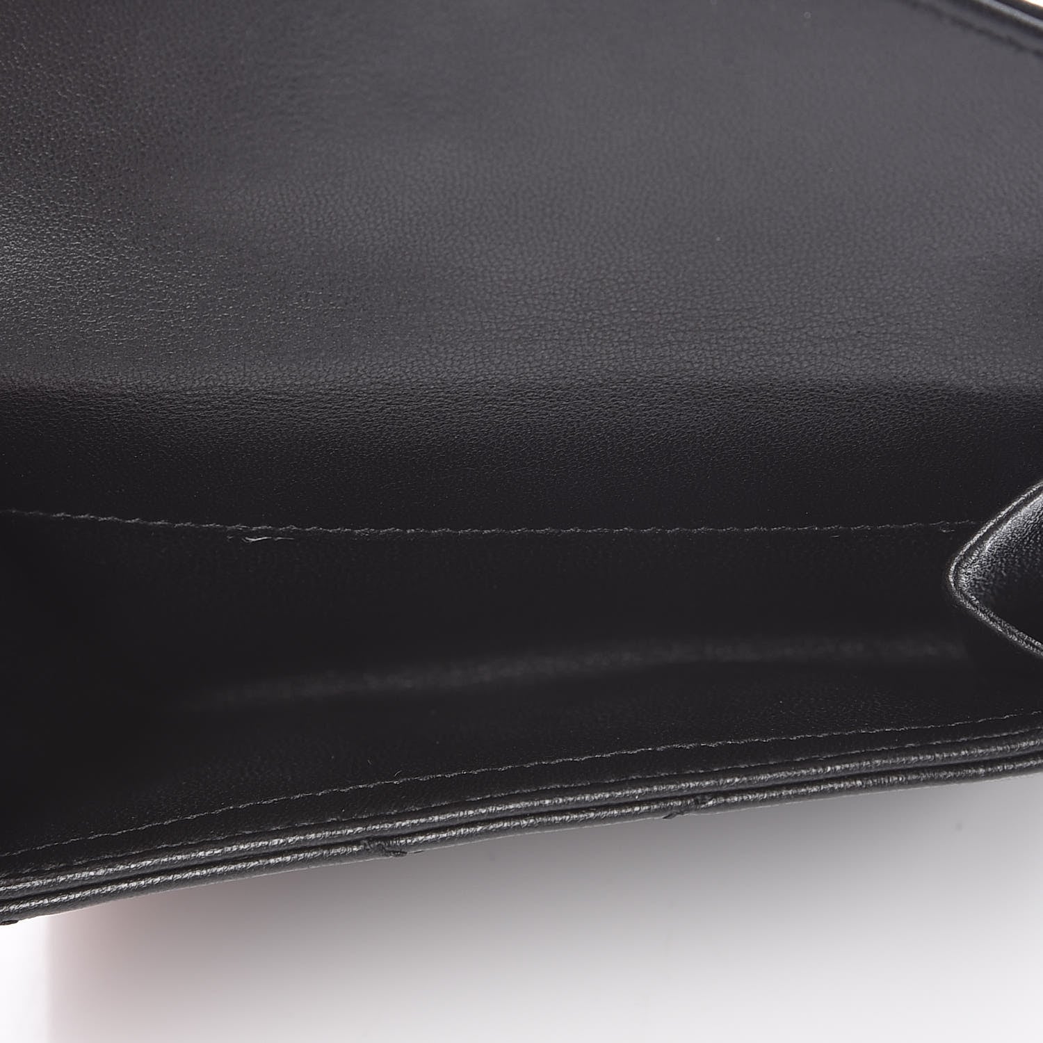 Saint Laurent Lambskin Y Quilted Monogram Compact Loulou Wallet Black 5 of 8