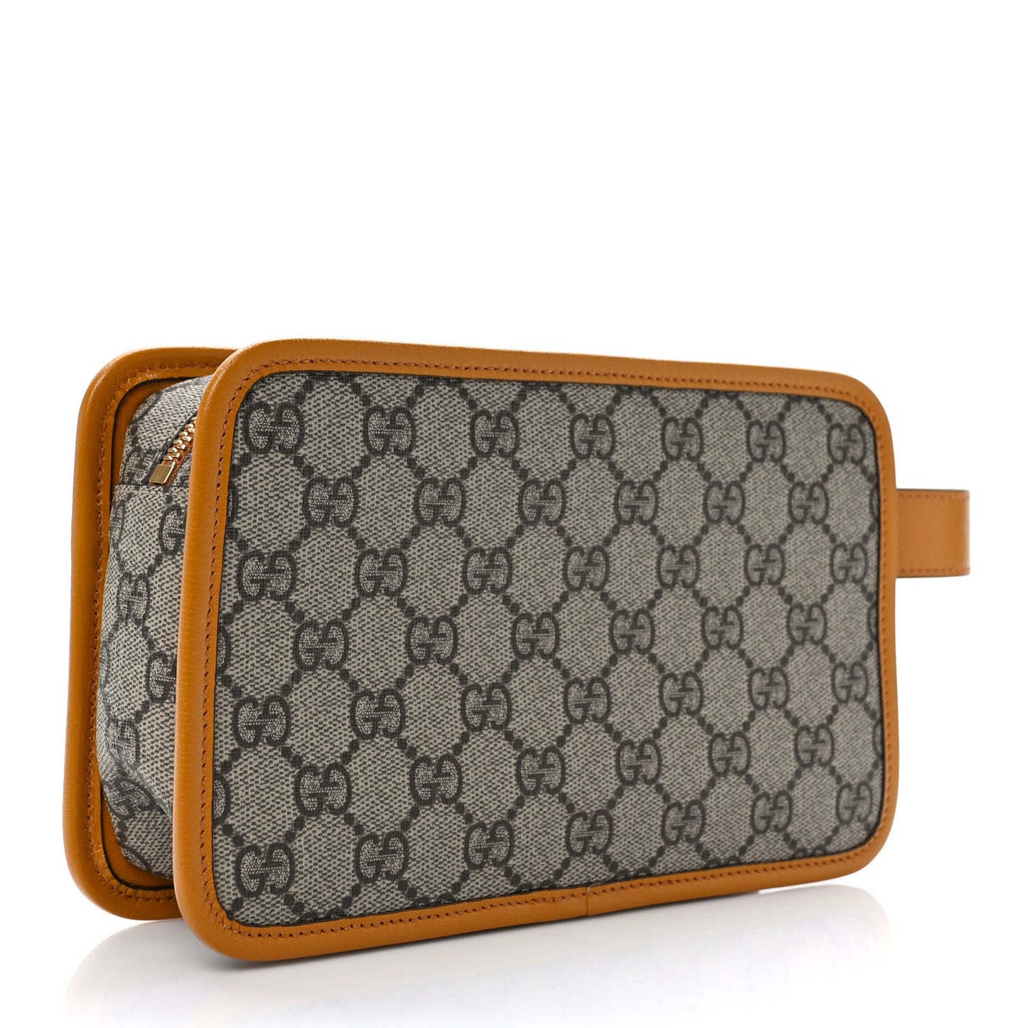 GG Supreme Monogram Textured Calfskin Retro Interlocking G Travel Pouch Beige Yellow
