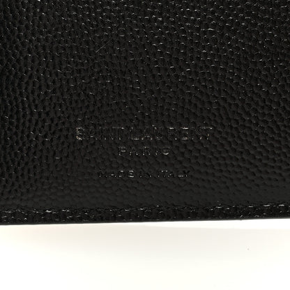Saint Laurent Grain De Poudre Matelasse Chevron Monogram Zipped Two-Part Wallet Black 6 of 6