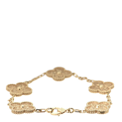 Van Cleef & Arpels 18K Yellow Gold 5 Motifs Vintage Alhambra Bracelet 3 of 7