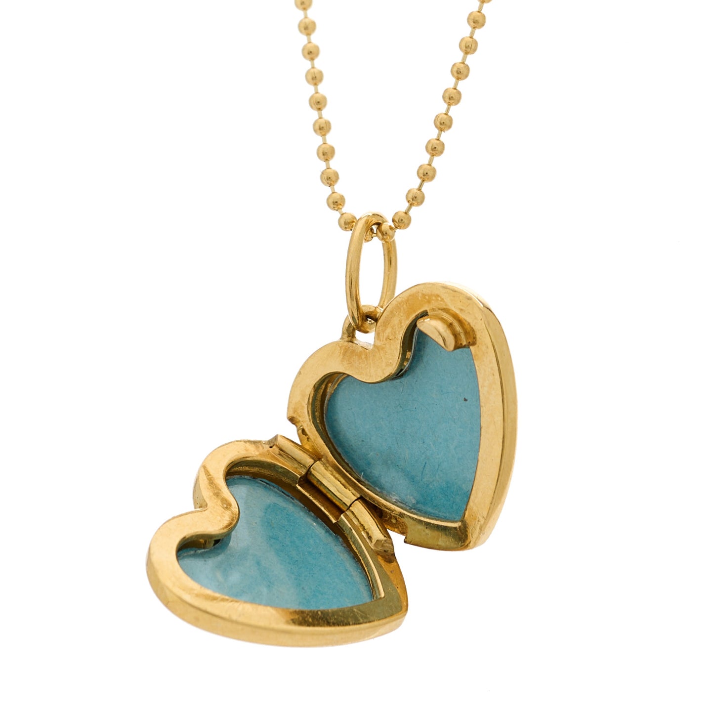 18K Yellow Gold Heart Locket Pendant Necklace