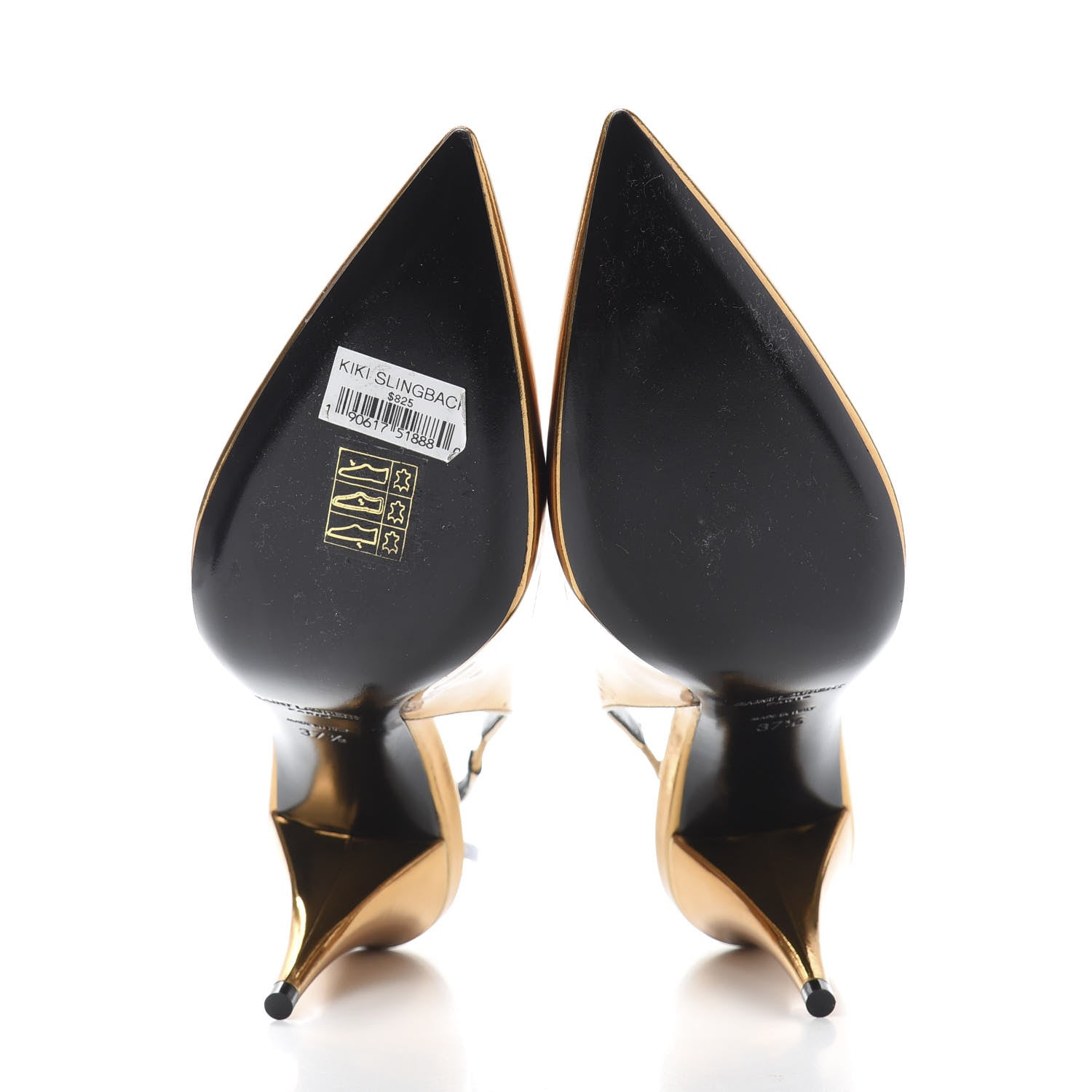 Saint Laurent Laminated Calfskin Kiki 85 Slingback Pumps 37.5 Egypt Gold 5 of 9