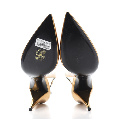 Saint Laurent Laminated Calfskin Kiki 85 Slingback Pumps 37.5 Egypt Gold 5 of 9