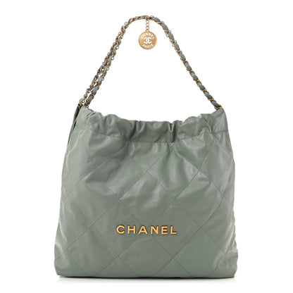 Chanel Shiny Calfskin Quilted Chanel 22 Light Blue 1 of 11