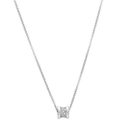 Bulgari 18K White Gold Diamond Small B.Zero1 Pave Pendant Necklace 1 of 7