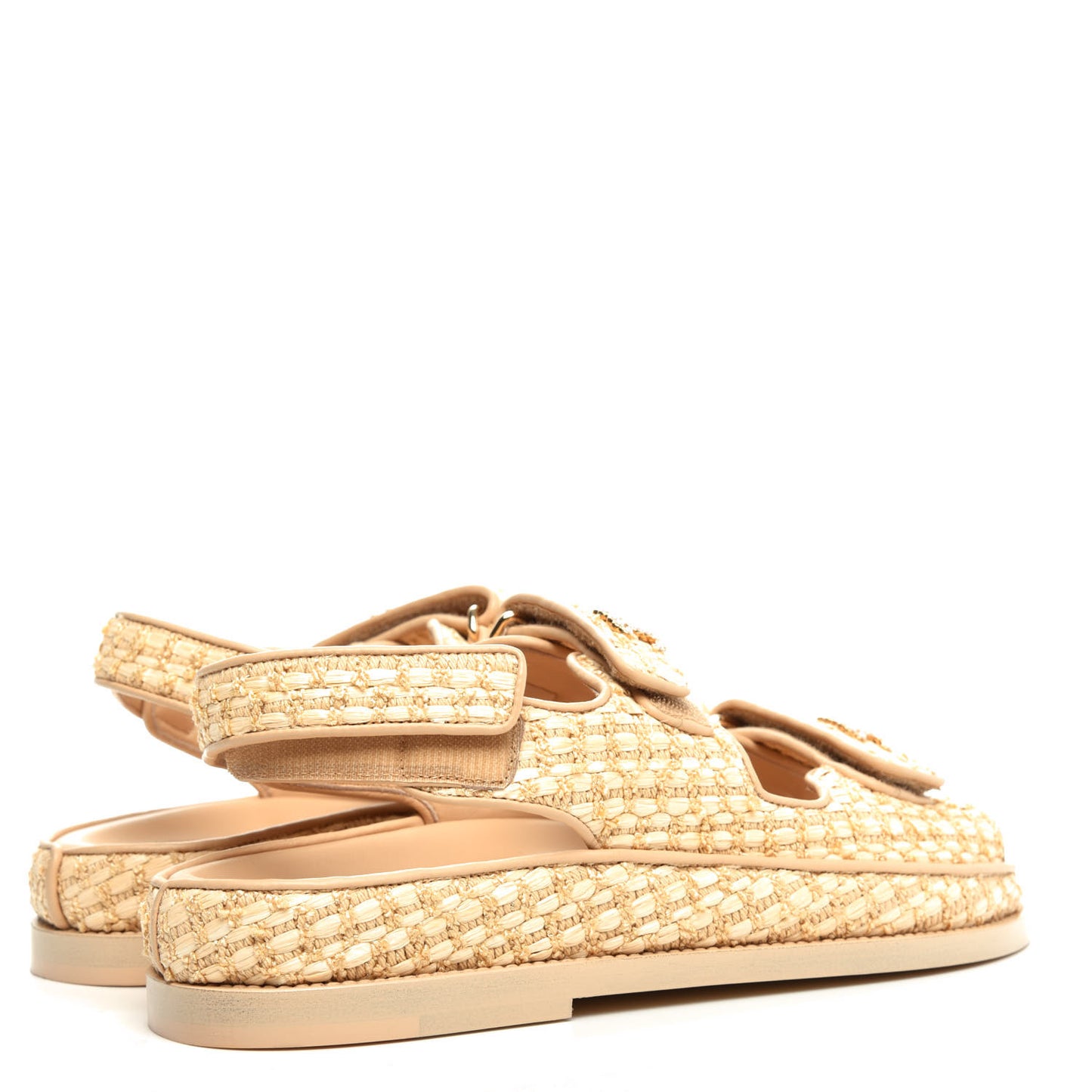 Braided Fabric Velcro Dad Sandals 37.5 Beige