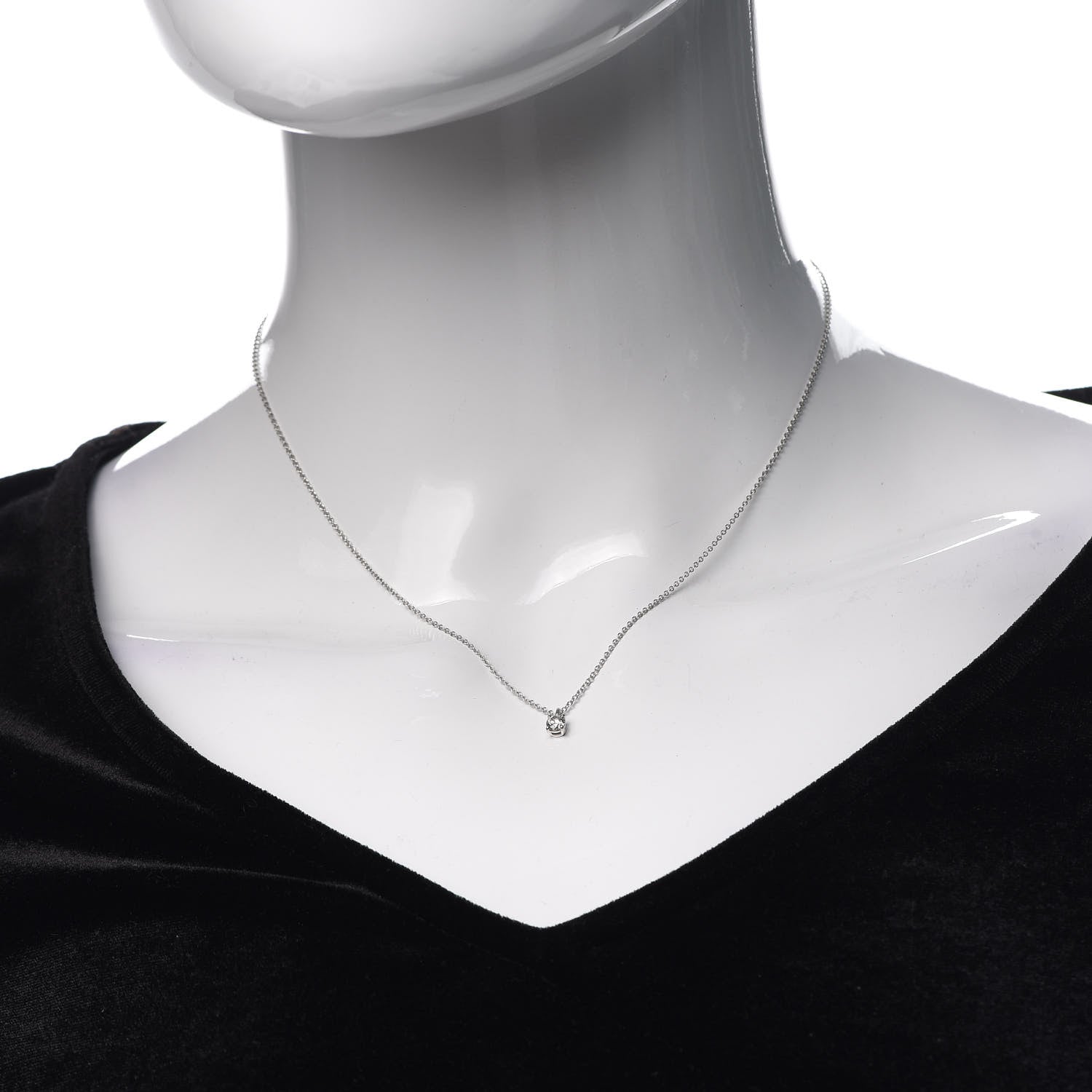 Tiffany Platinum Diamond .17ct Solitaire Pendant Necklace 2 of 6