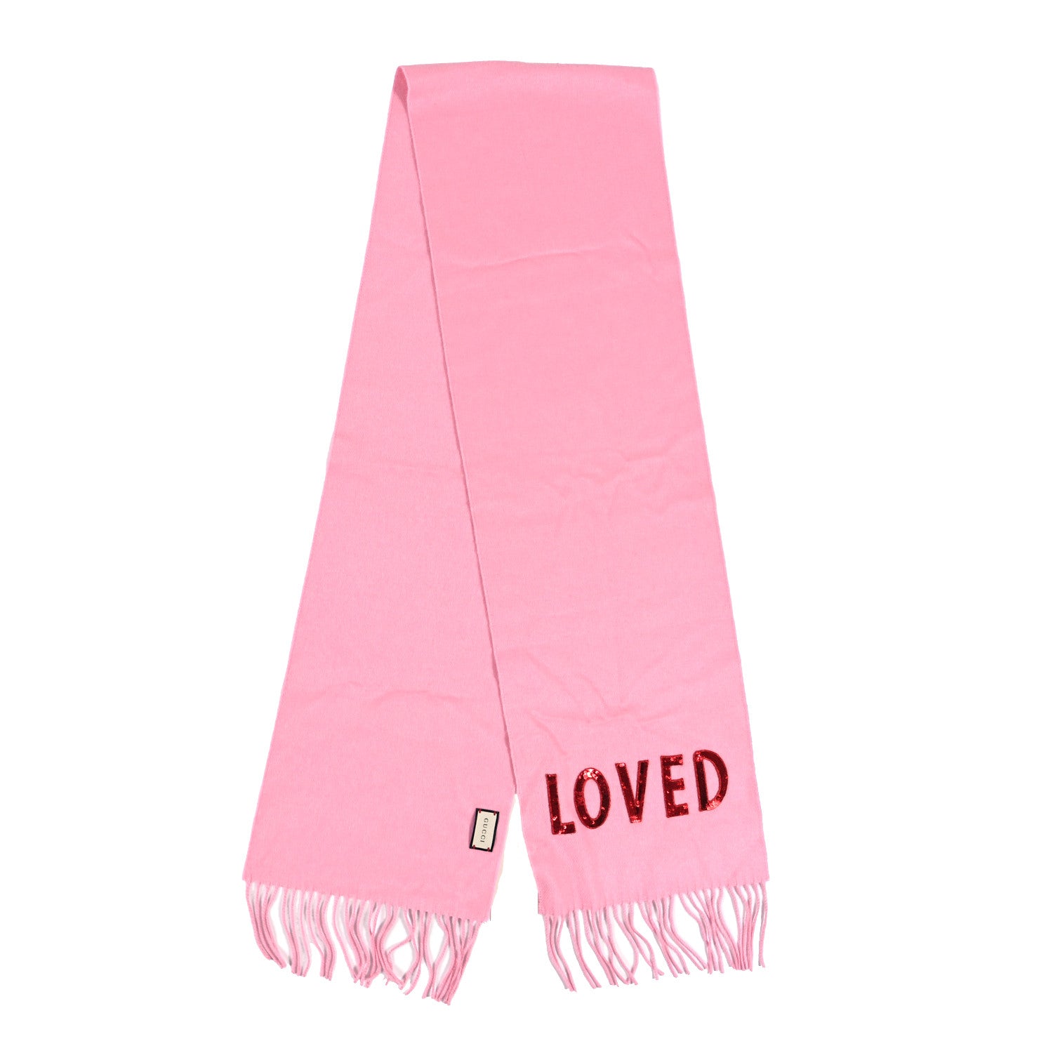 Gucci Silk Cashmere Sequins Loved Scarf Pink 2 of 4