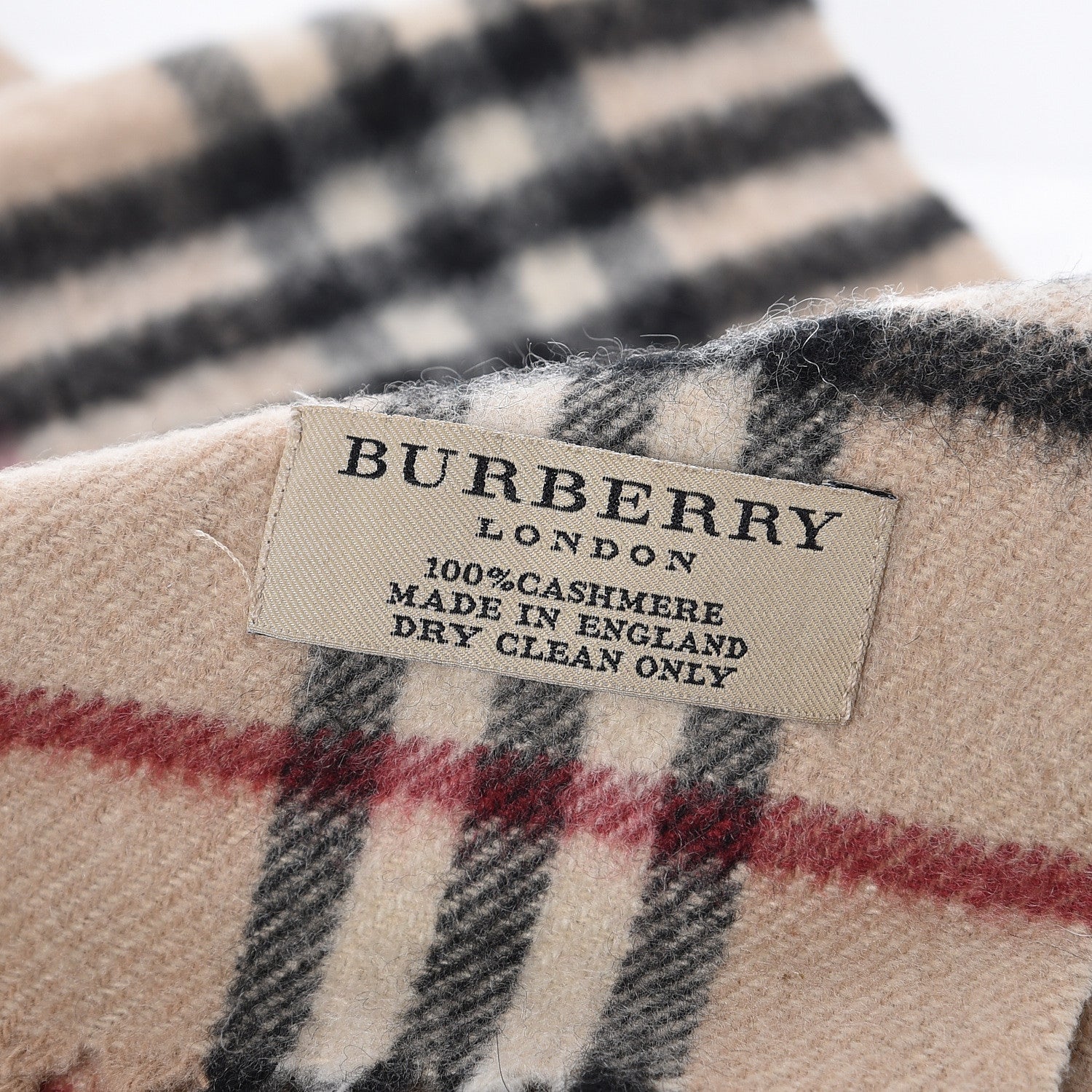 Burberry Cashmere Vintage Check Fringe Scarf Camel 4 of 4