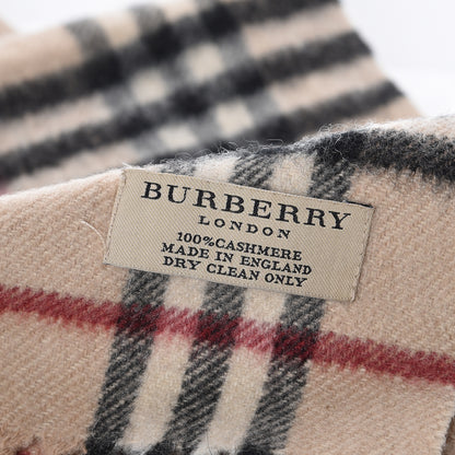 Burberry Cashmere Vintage Check Fringe Scarf Camel 4 of 4