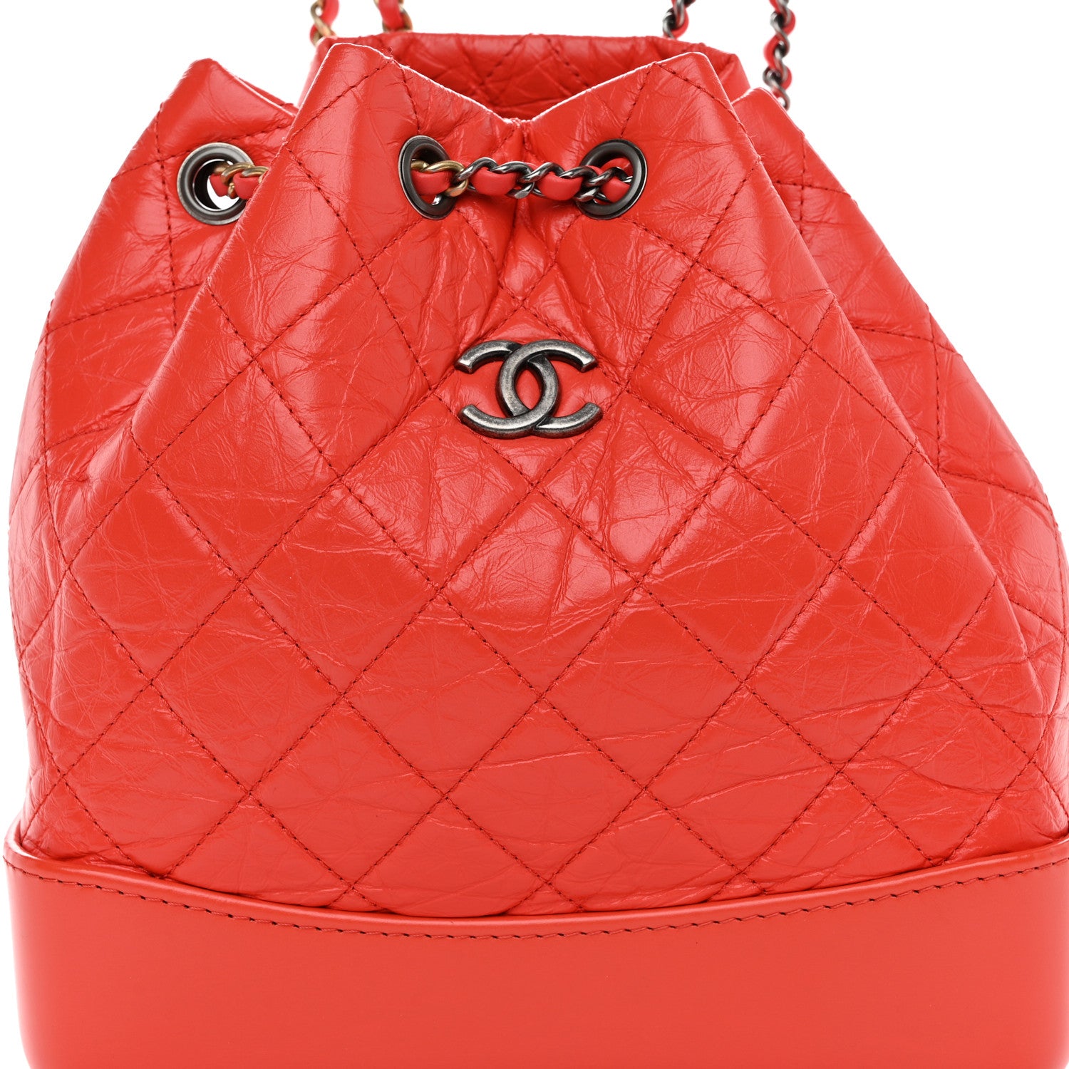 Chanel Aged Calfskin Quilted Small Gabrielle Backpack Orange 8 of 10