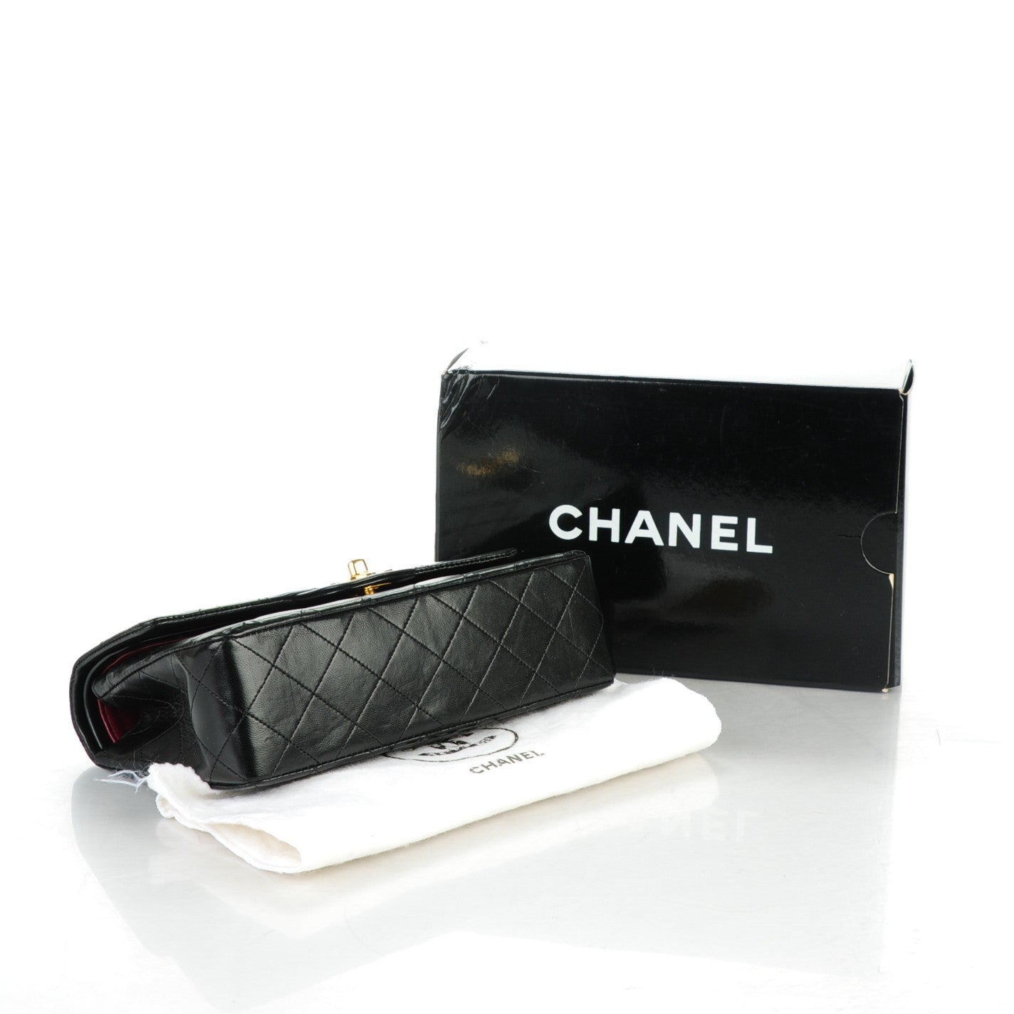 Lambskin Quilted Small Double Flap Black