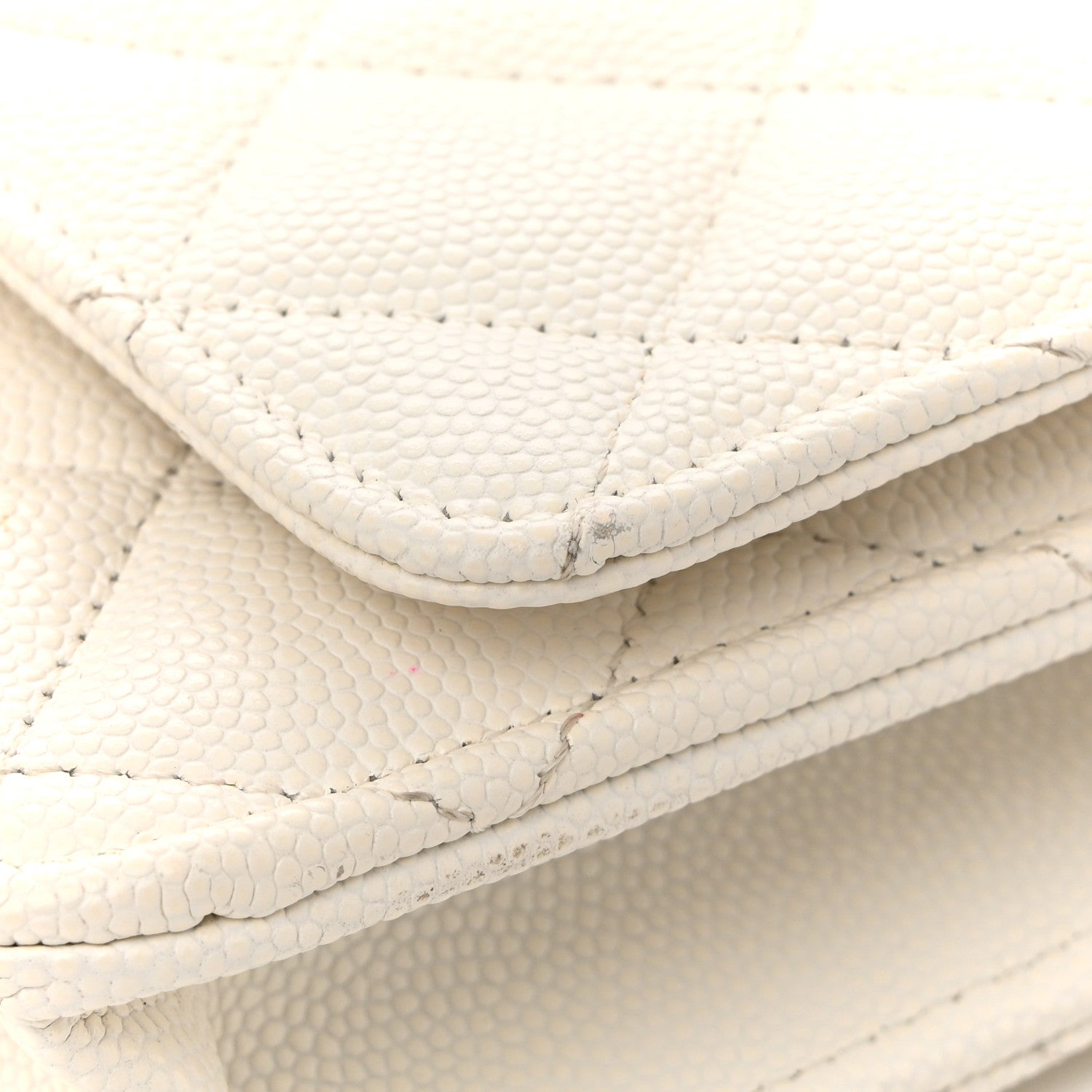 Chanel Caviar Quilted Crystal CC Wallet On Chain WOC White 12 of 15
