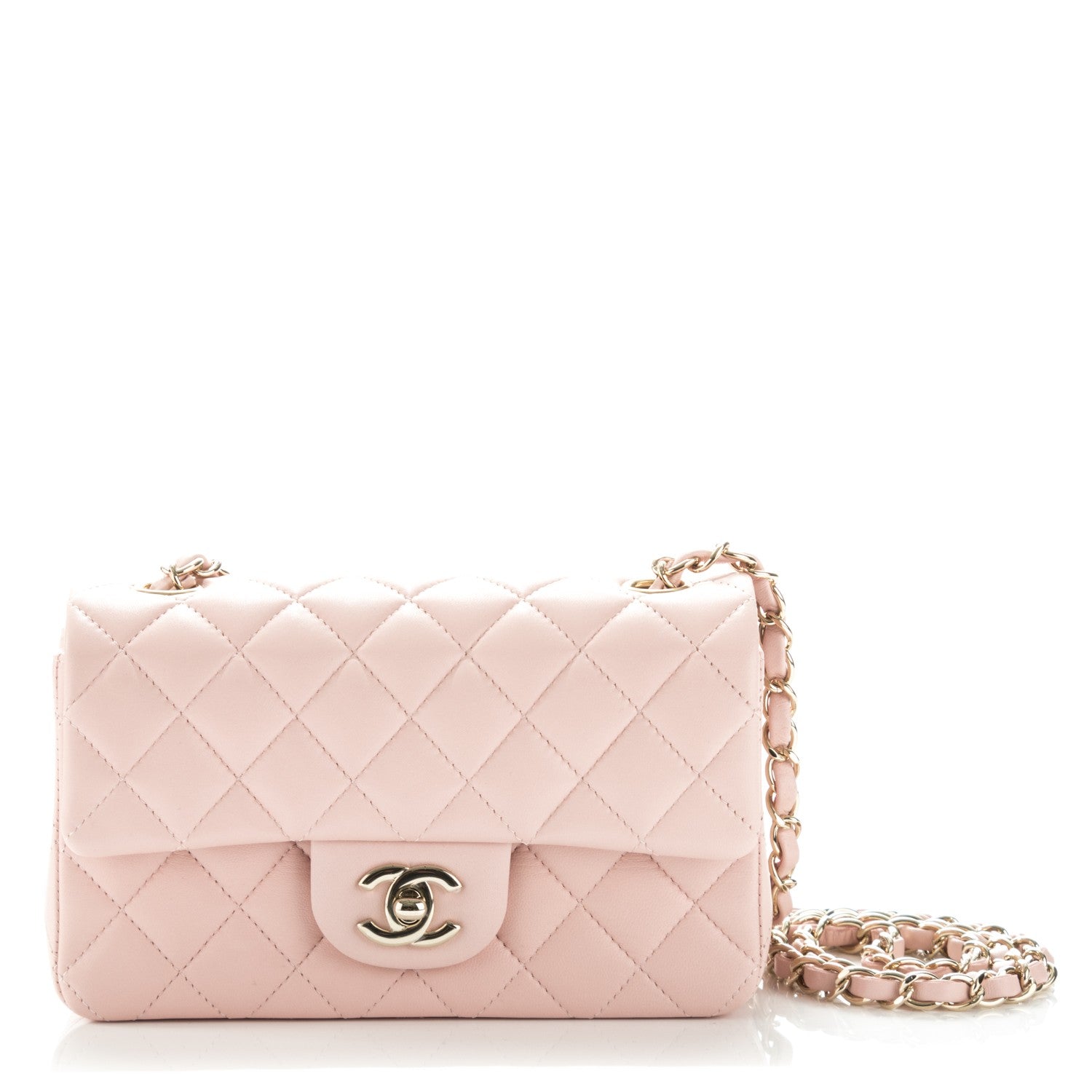Chanel Lambskin Quilted Mini Rectangular Flap Light Pink 1 of 8