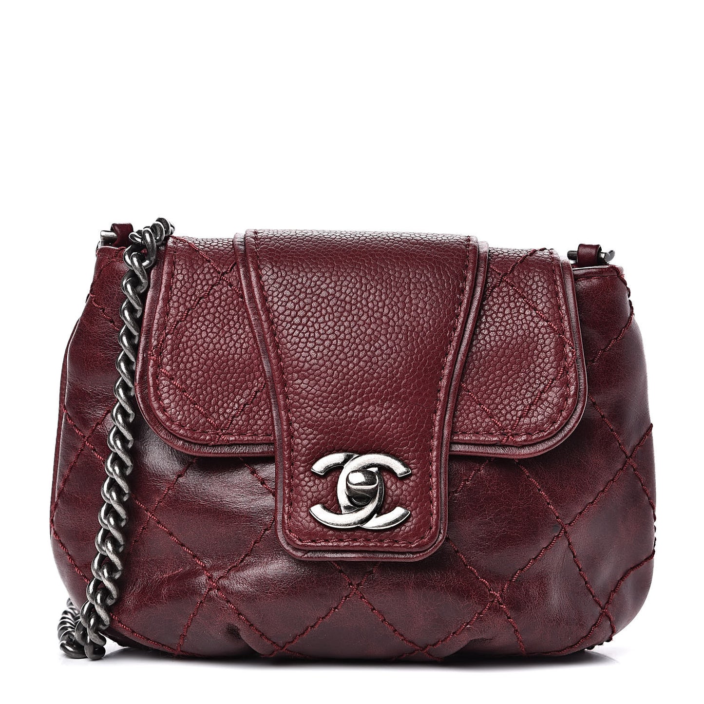 Caviar Aged Calfskin Mini Bubble Graphic Messenger Bag Dark Red