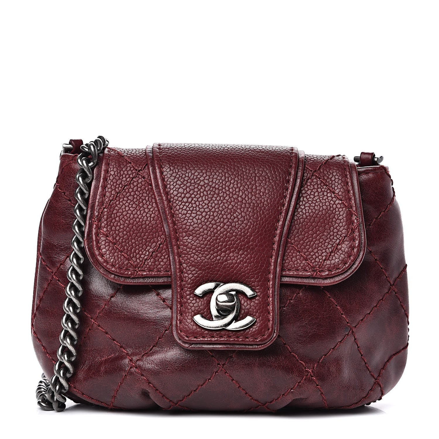 Chanel Caviar Aged Calfskin Mini Bubble Graphic Messenger Bag Dark Red 1 of 11