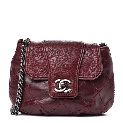 Chanel Caviar Aged Calfskin Mini Bubble Graphic Messenger Bag Dark Red 1 of 11