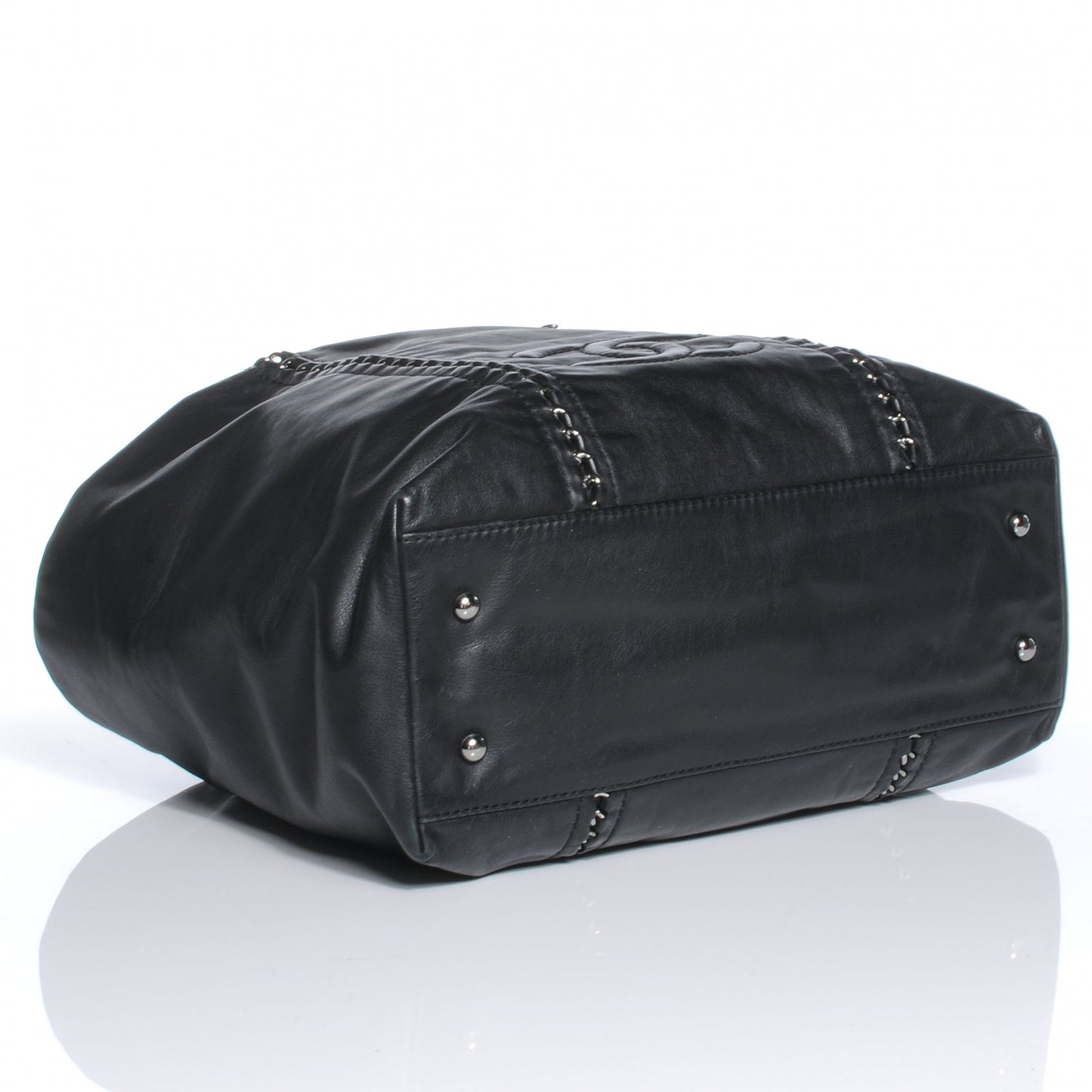 Calfskin Leather Luxe Ligne Tote Black
