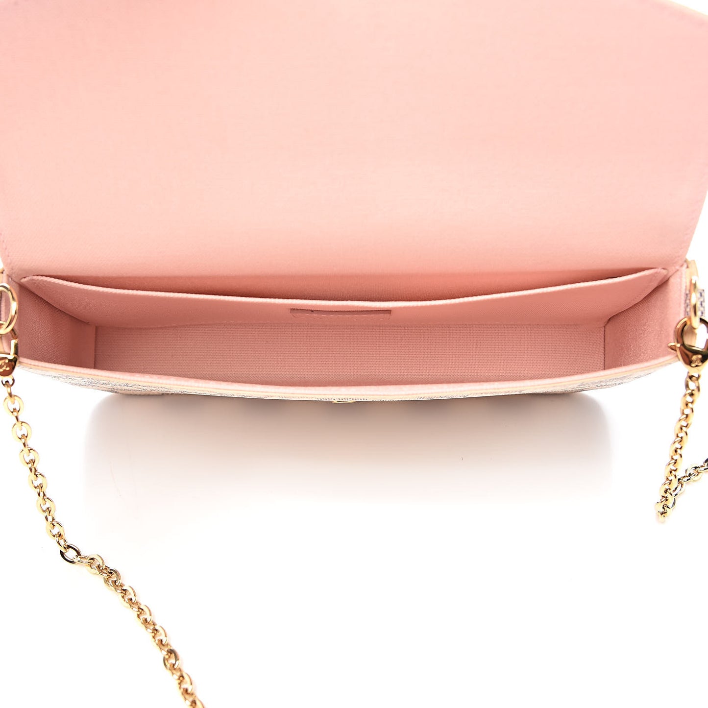 Damier Azur Pochette Felicie Chain Wallet Rose Ballerine