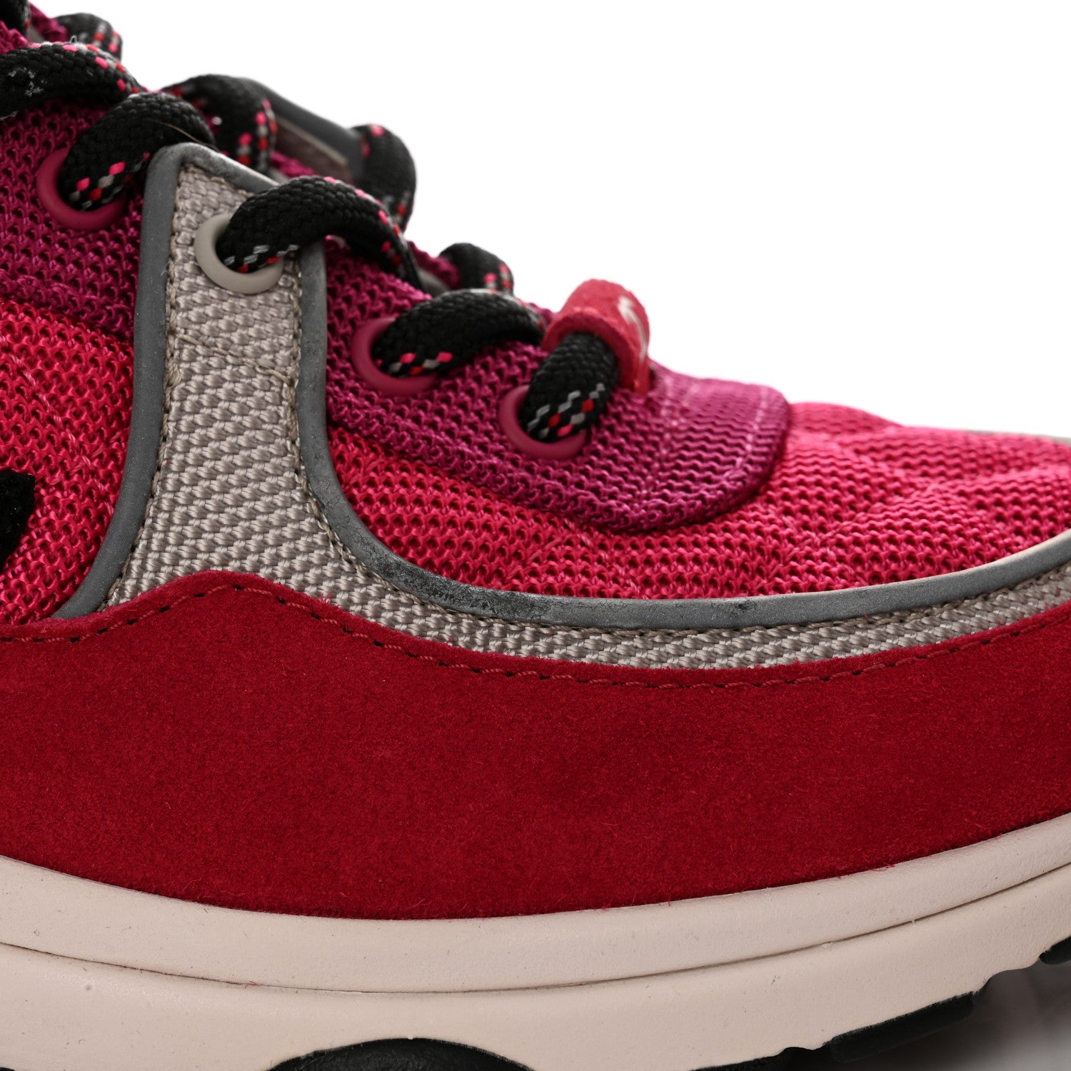 Chanel Mesh Suede Calfskin Grained Calfskin Womens CC Sneakers Dark 36.5 Pink Silver 10 of 10