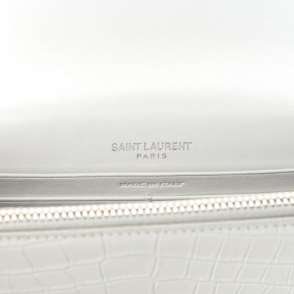 Saint Laurent Calfskin Crocodile Embossed Kate Monogram Tassel Chain Wallet Cremasoft 8 of 9