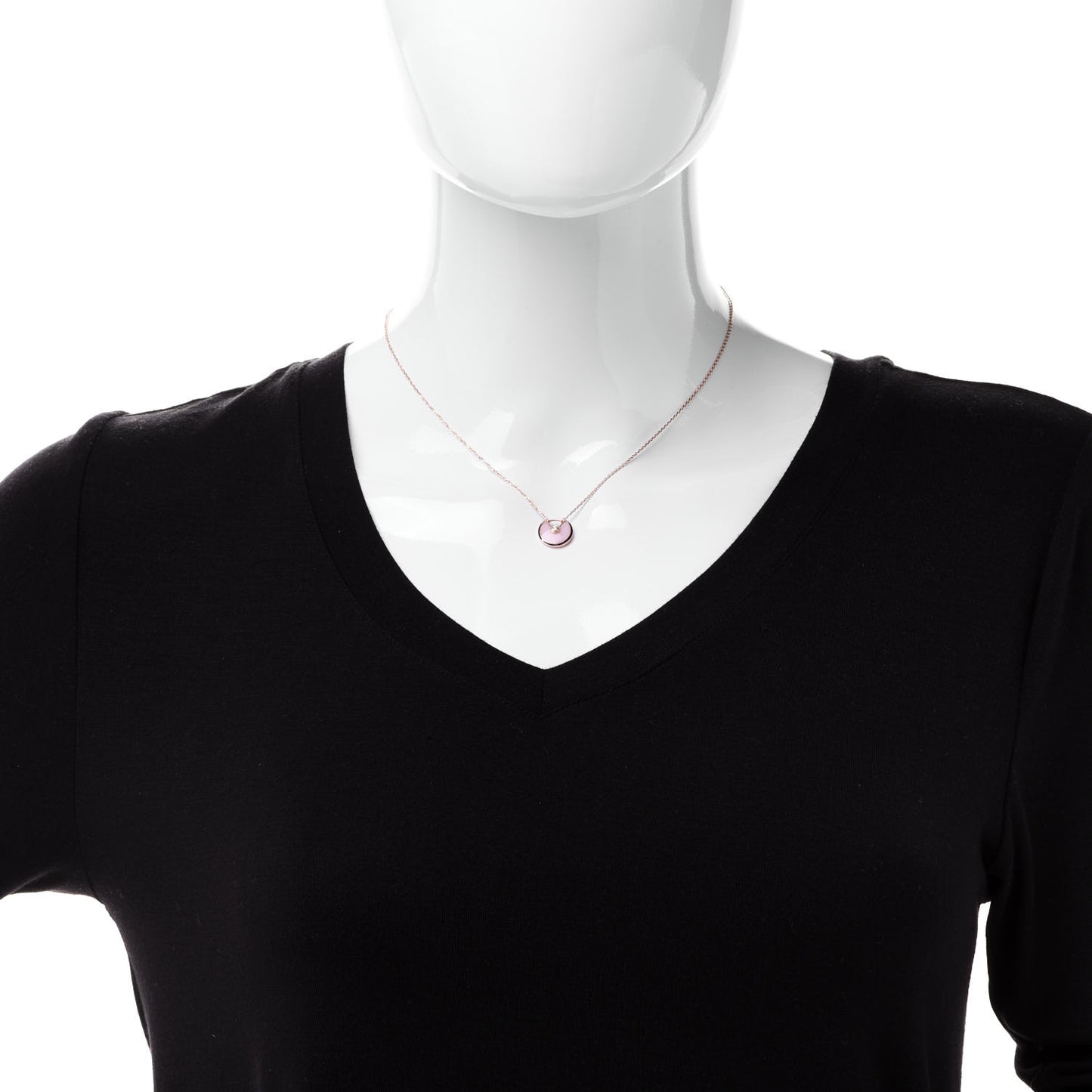 18K Pink Gold Diamond Pink Opal XS Amulette de Cartier Pendant Necklace