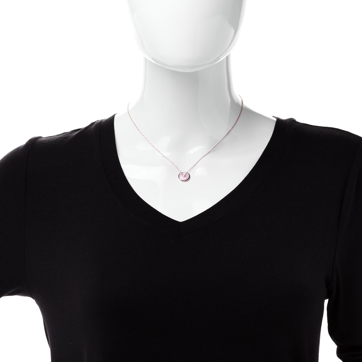 Cartier 18K Pink Gold Diamond Pink Opal XS Amulette de Cartier Pendant Necklace 2 of 5