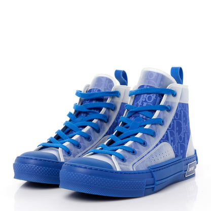 Christian Dior Technical Canvas Oblique Mens B23 High Top Sneakers 41 Blue 3 of 10