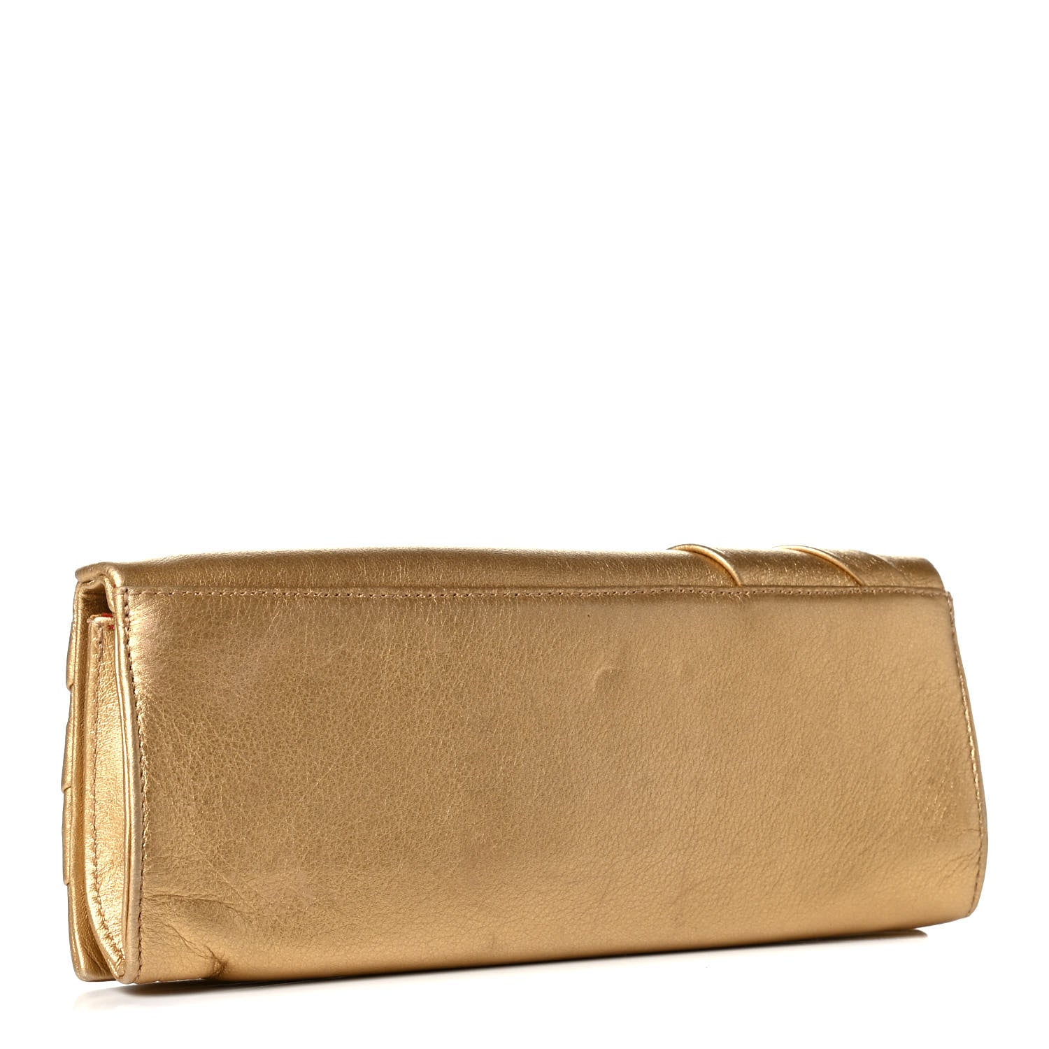 Christian Louboutin Metallic Calfskin Clutch Gold 2 of 7