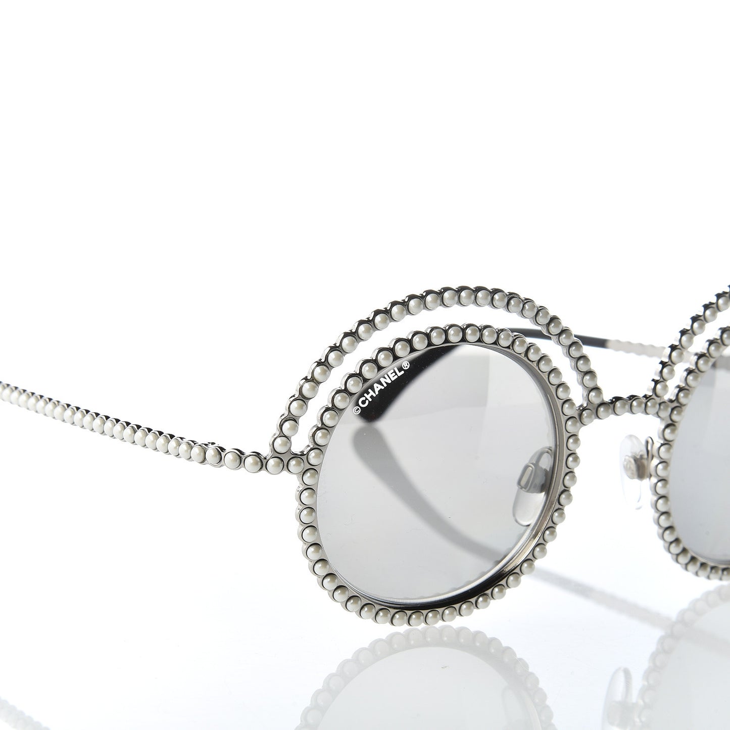 Pearl Round Sunglasses 71139 Silver