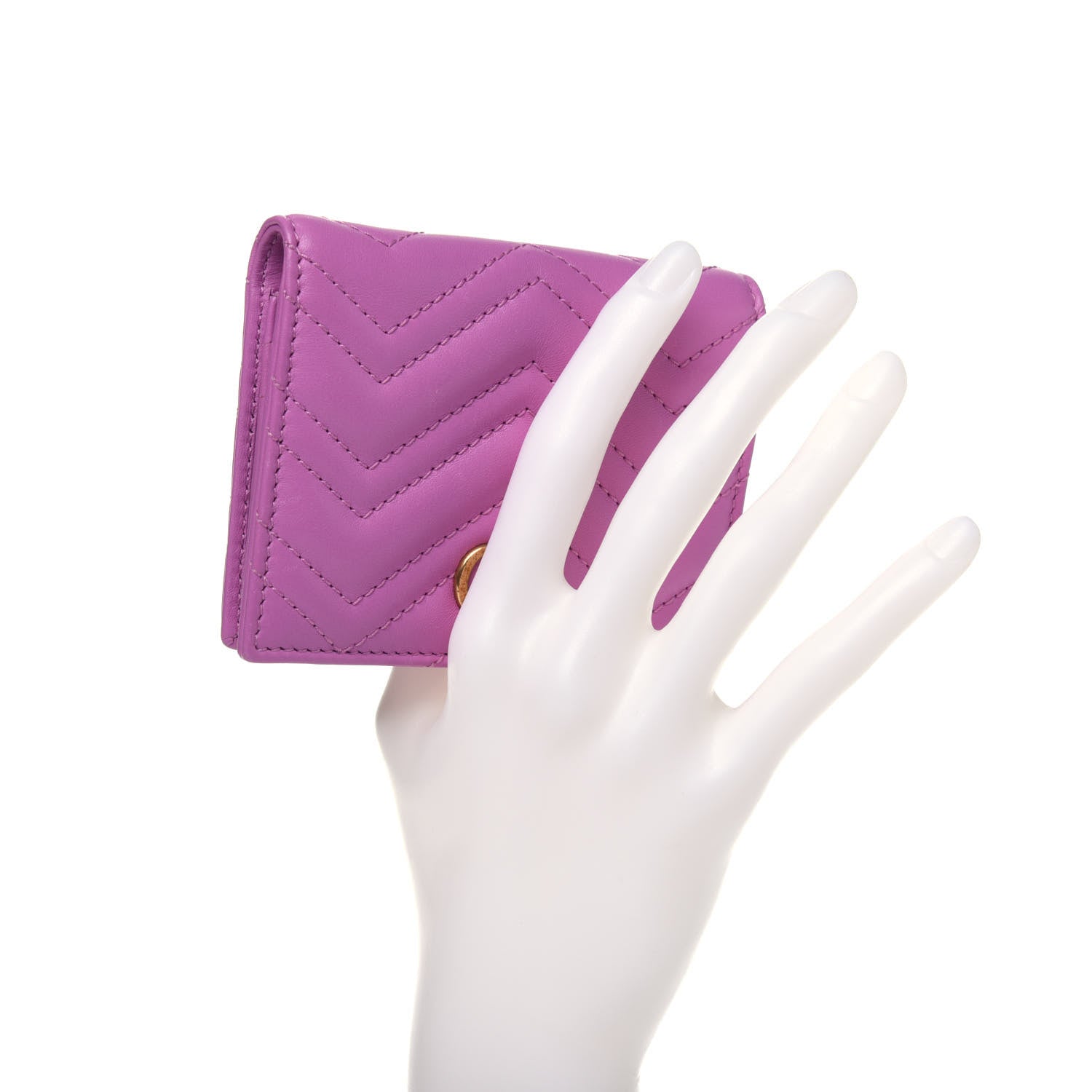 Gucci Calfskin Matelasse GG Marmont Card Case Candy Mousse 2 of 13
