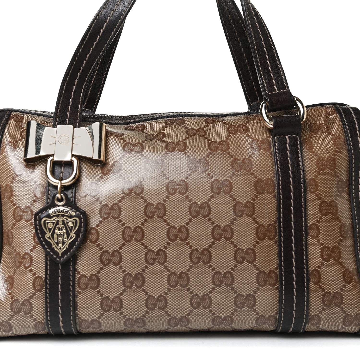 Gucci Crystal Monogram Duchessa Boston Bag Brown 8 of 15
